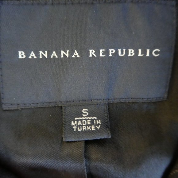 Banana Republic Pinstriped Jacket Elbow Patches Pockets Full Zip Safari Travel S - Picture 6 of 8